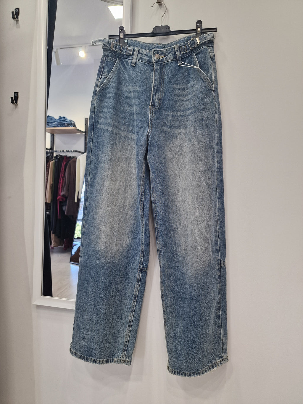 Wide-Leg Τζιν Παντελόνι Ανοιχτό Μπλε