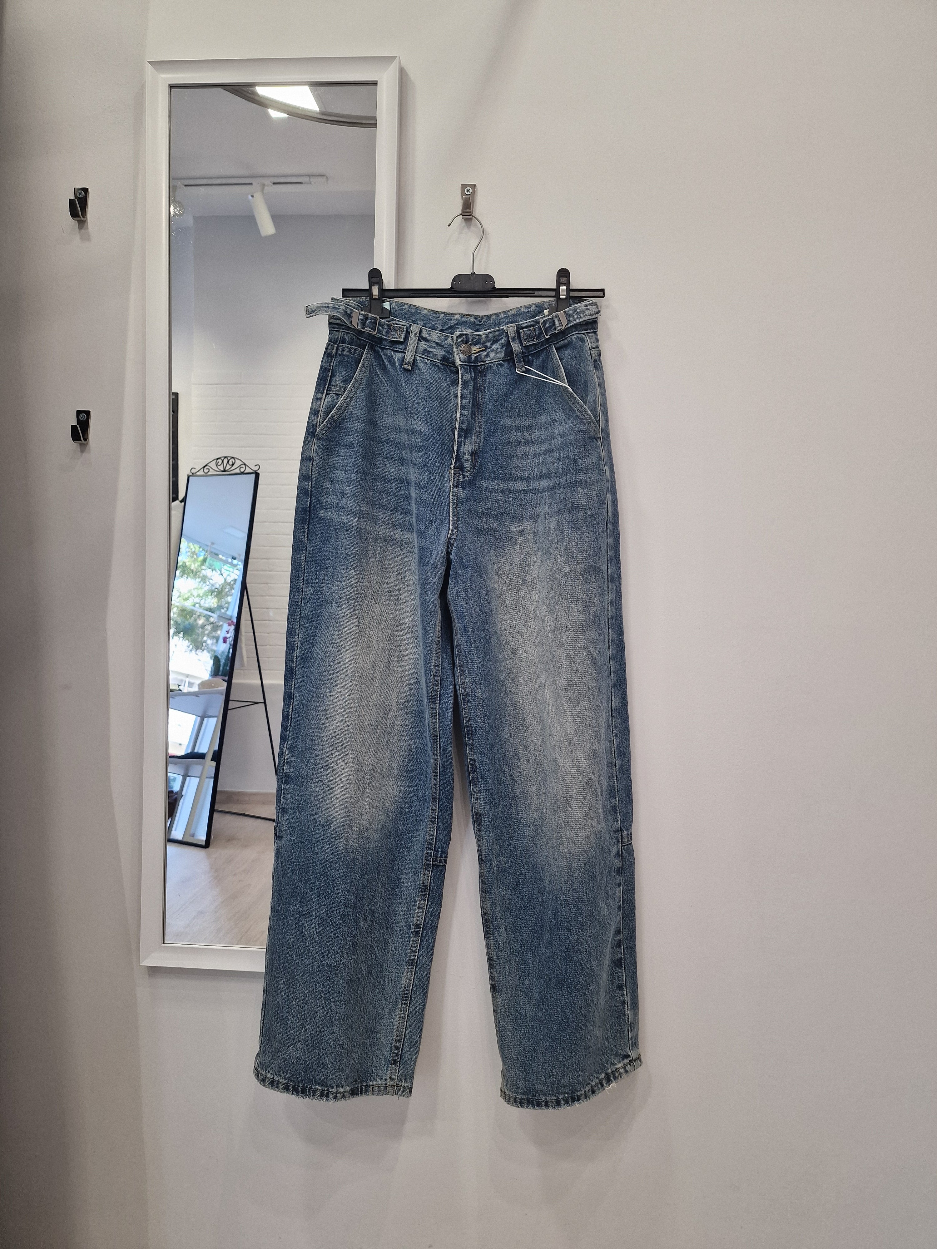 Wide-Leg Τζιν Παντελόνι Ανοιχτό Μπλε