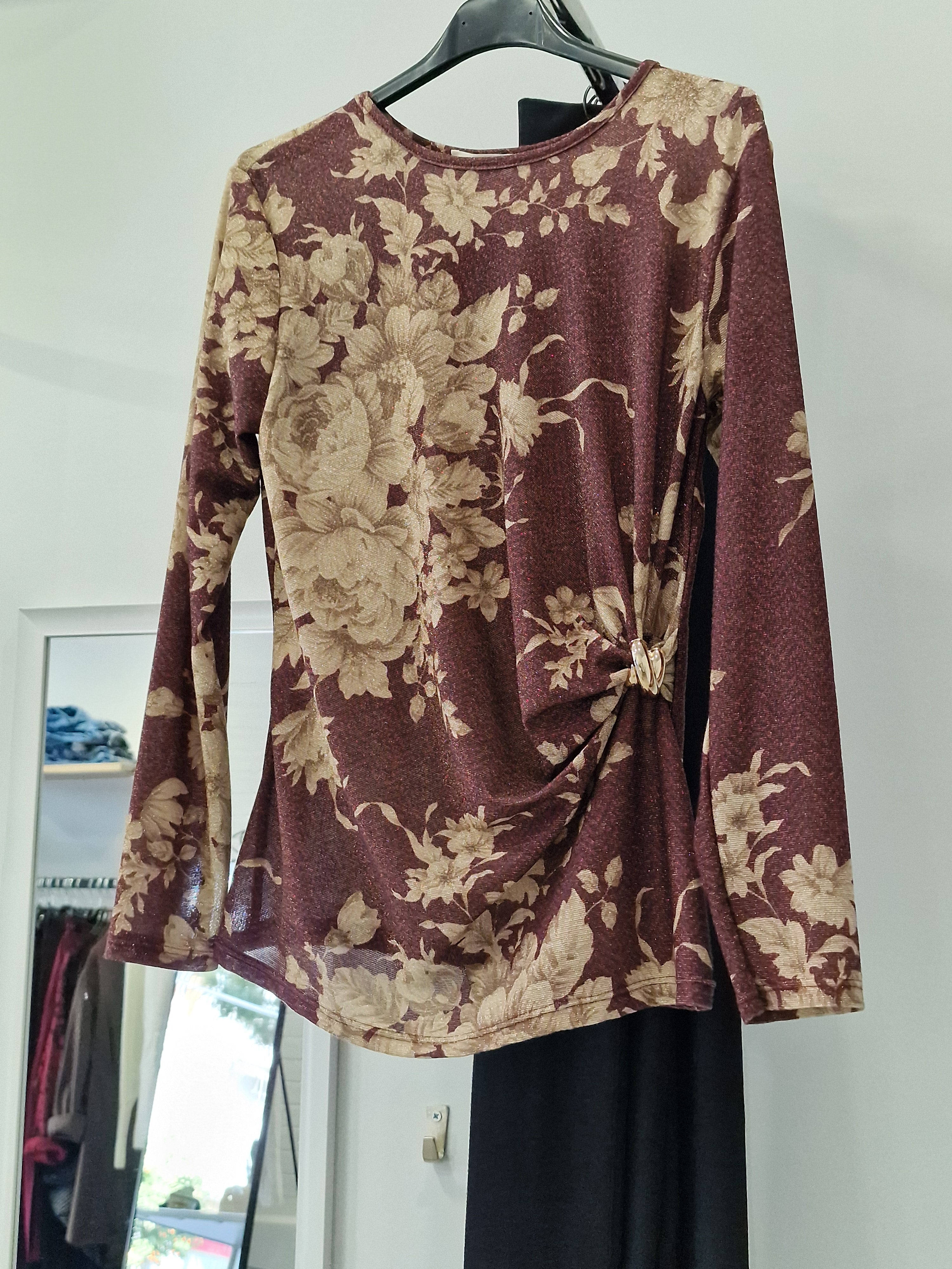 Μπορντώ Floral Μπλούζα