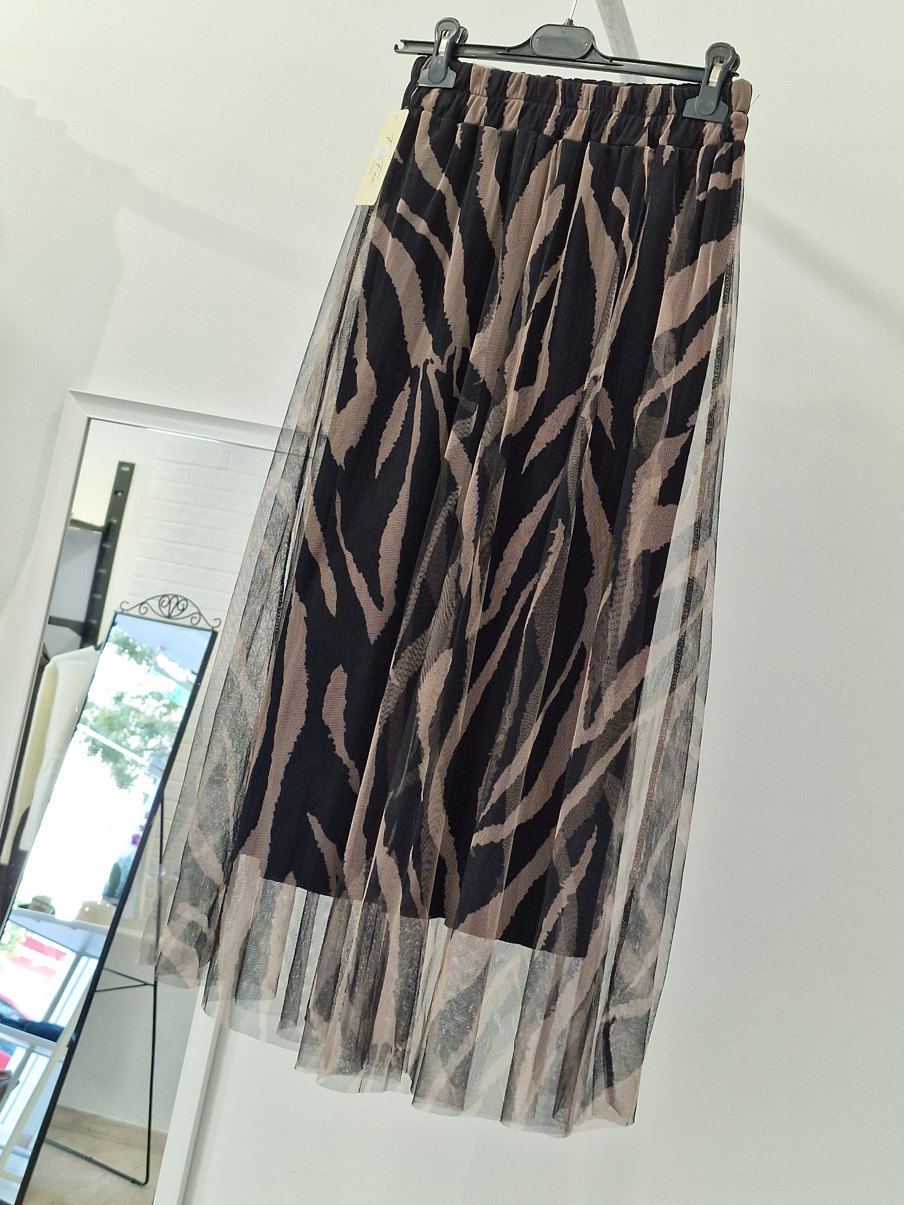 Zebra Print Φούστα με Τούλι