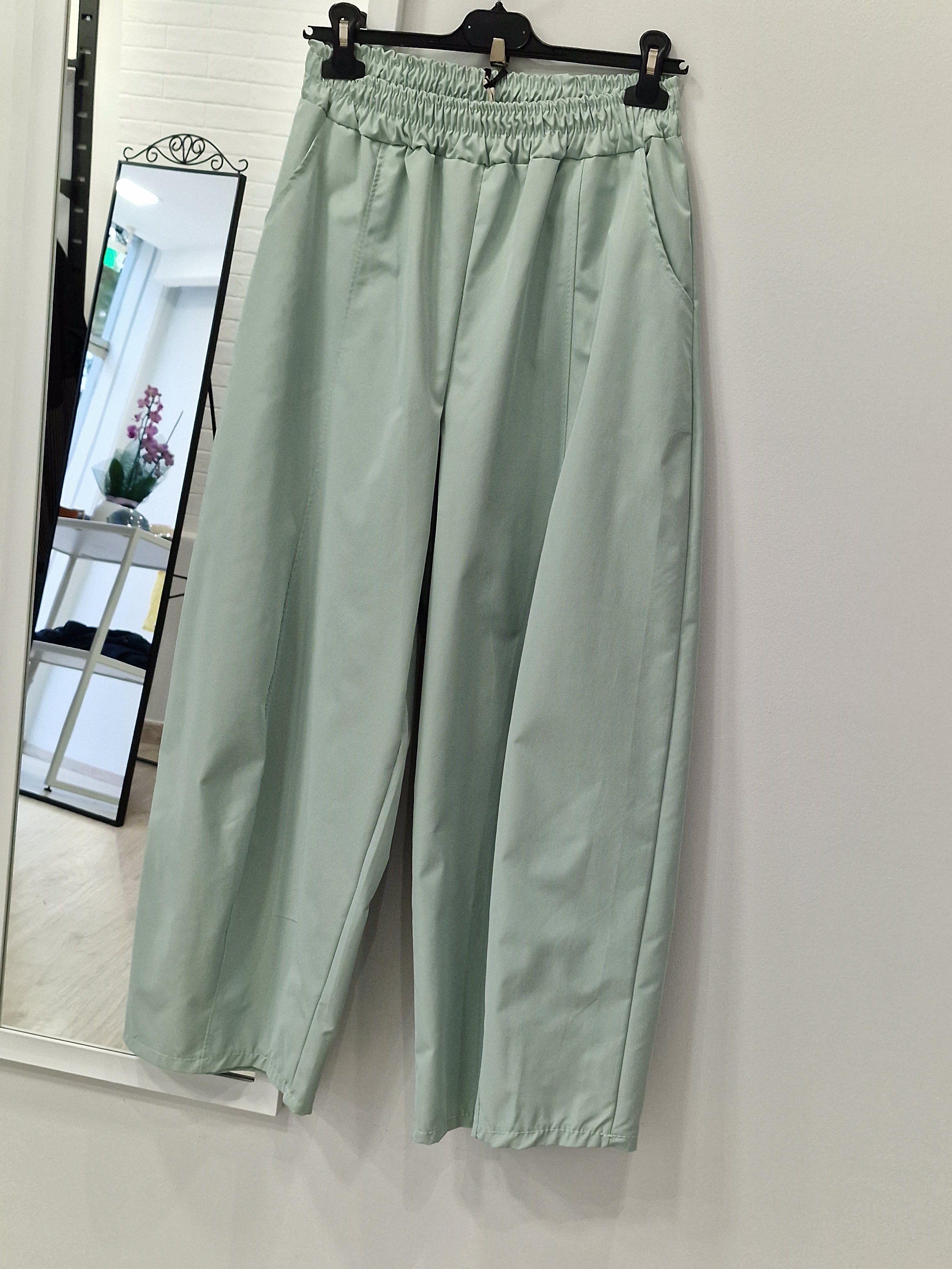 Παντελόνι Wide-Leg με Λάστιχο - Μέντα