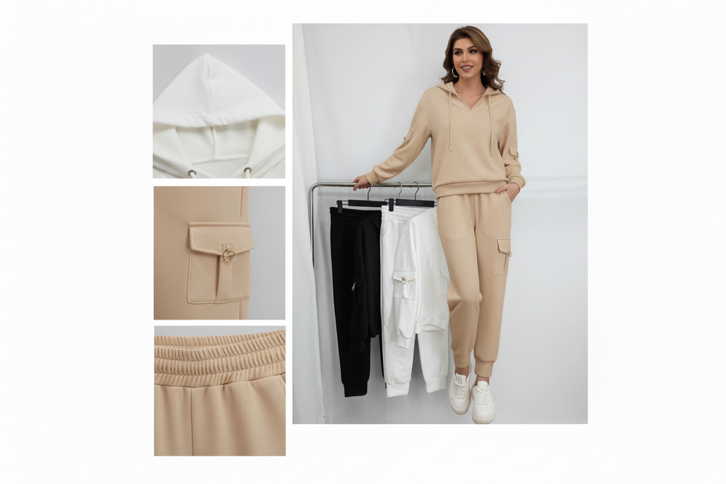 Μπεζ Σετ Φόρμας με Λεπτομέρειες