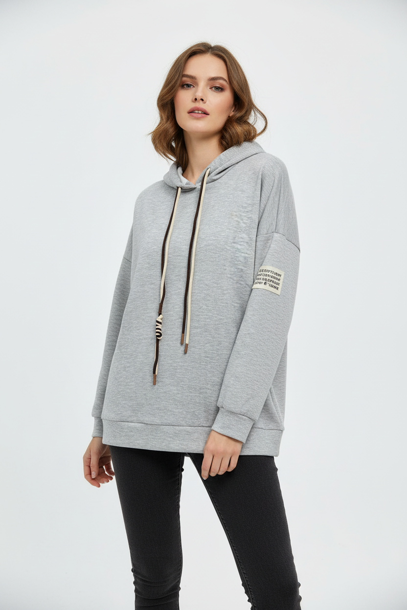 Γκρι Φούτερ με Κουκούλα