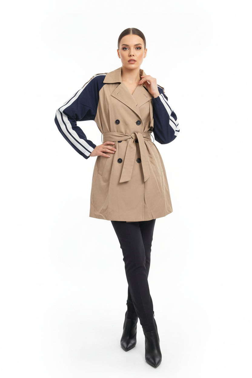 Μοντέλο με Καμπαρντίνα Δίχρωμη