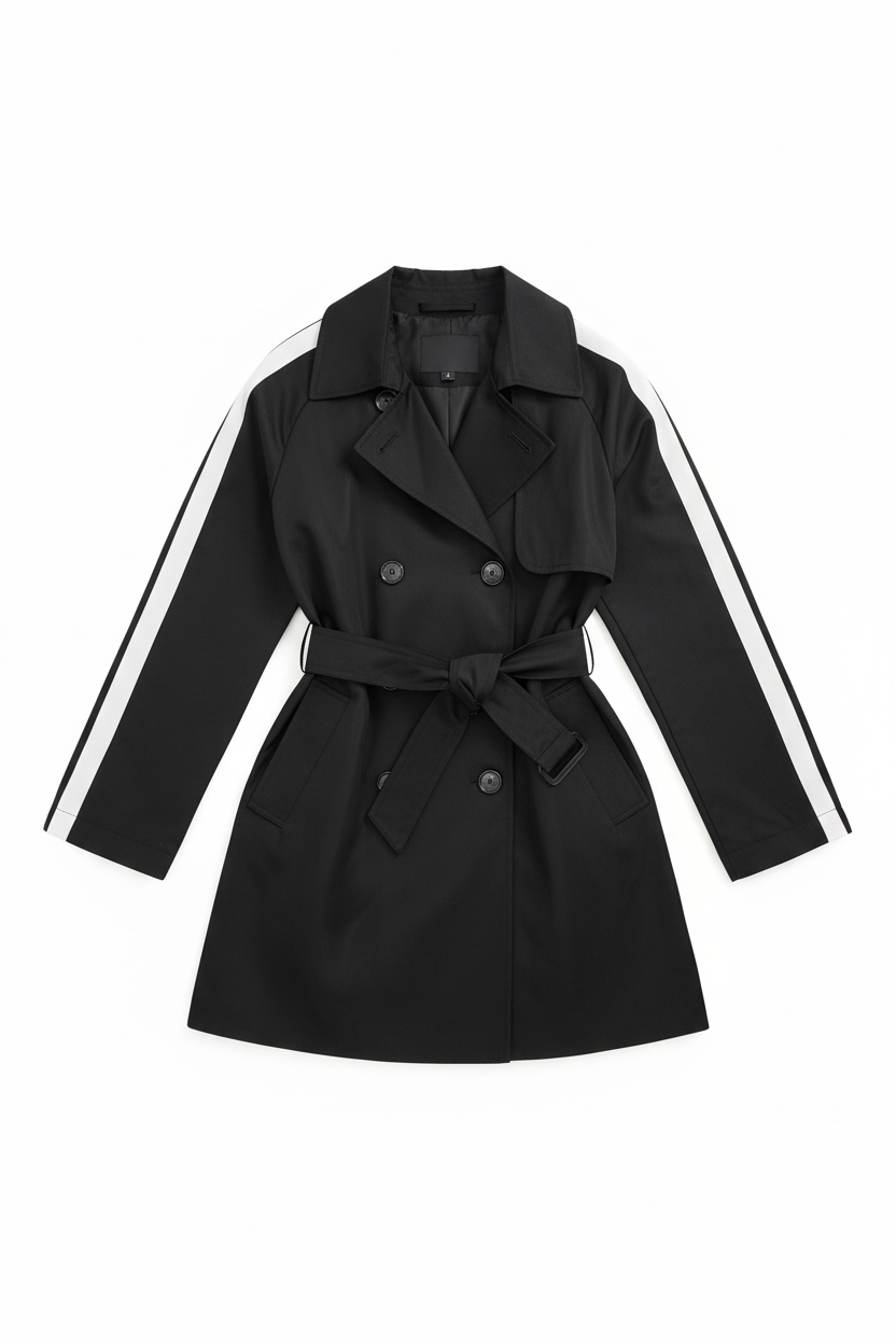 Ολόμαυρη Καμπαρντίνα με Άσπρη Ρίγα