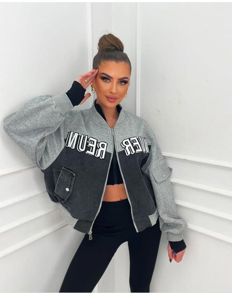 Φούτερ Bomber Jacket με Γράμματα