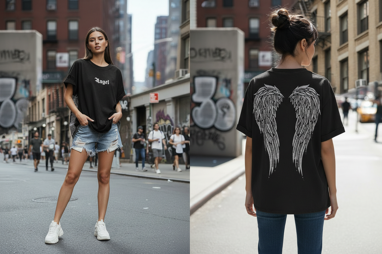 Angel T-shirt Μαύρο