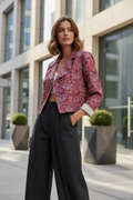 Μπορντώ Extra Cropped Paisley Blazer