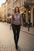 Sequin Bomber Leopard Ροζ - Street Style