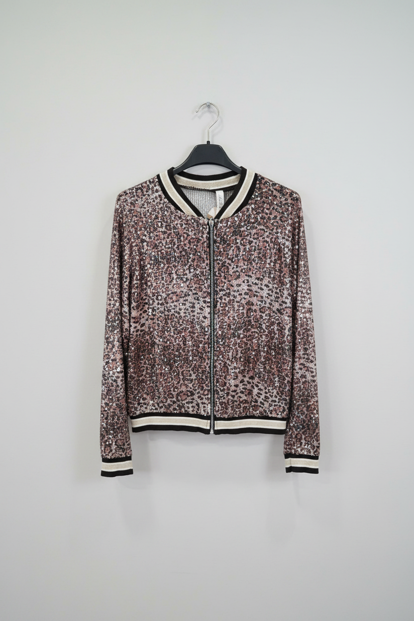 Sequin Bomber Leopard Ροζ - E-commerce Κρεμάστρα