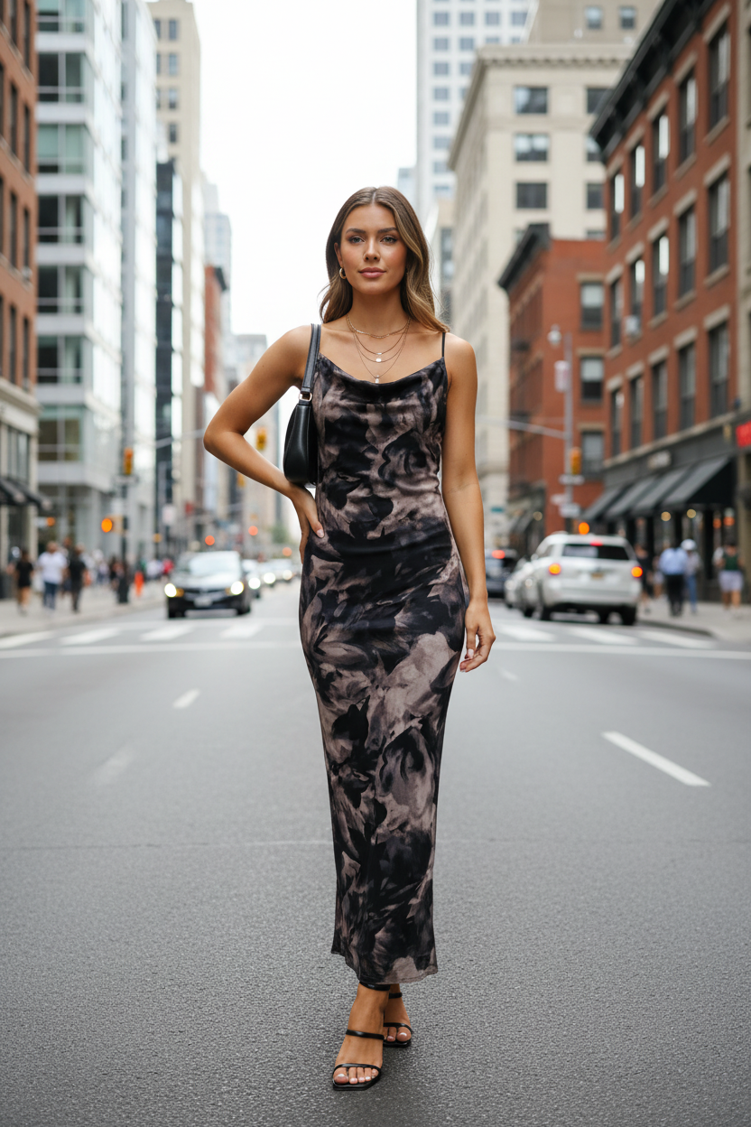 Dark Floral Maxi - Street Style 2