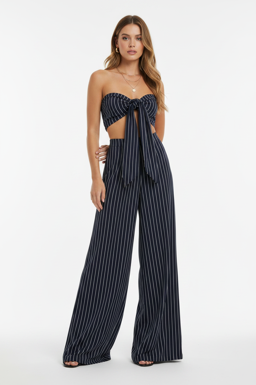 Σετ Ριγέ Navy Blue - AI Model