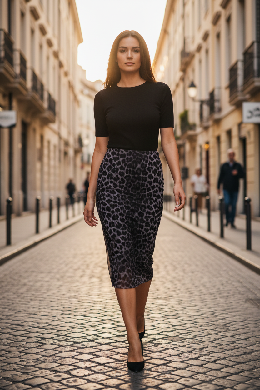 Φούστα Leopard Γκρι - Street Style