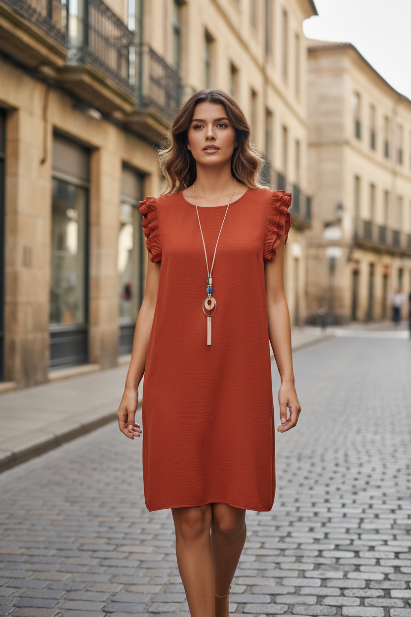 Φόρεμα Ruffle Terra Cotta - Street Style