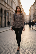 Μπλούζα Leopard Mesh Μαύρο/Μπεζ - Street Style