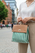 Ριγέ Τσάντα Πράσινη Street Style