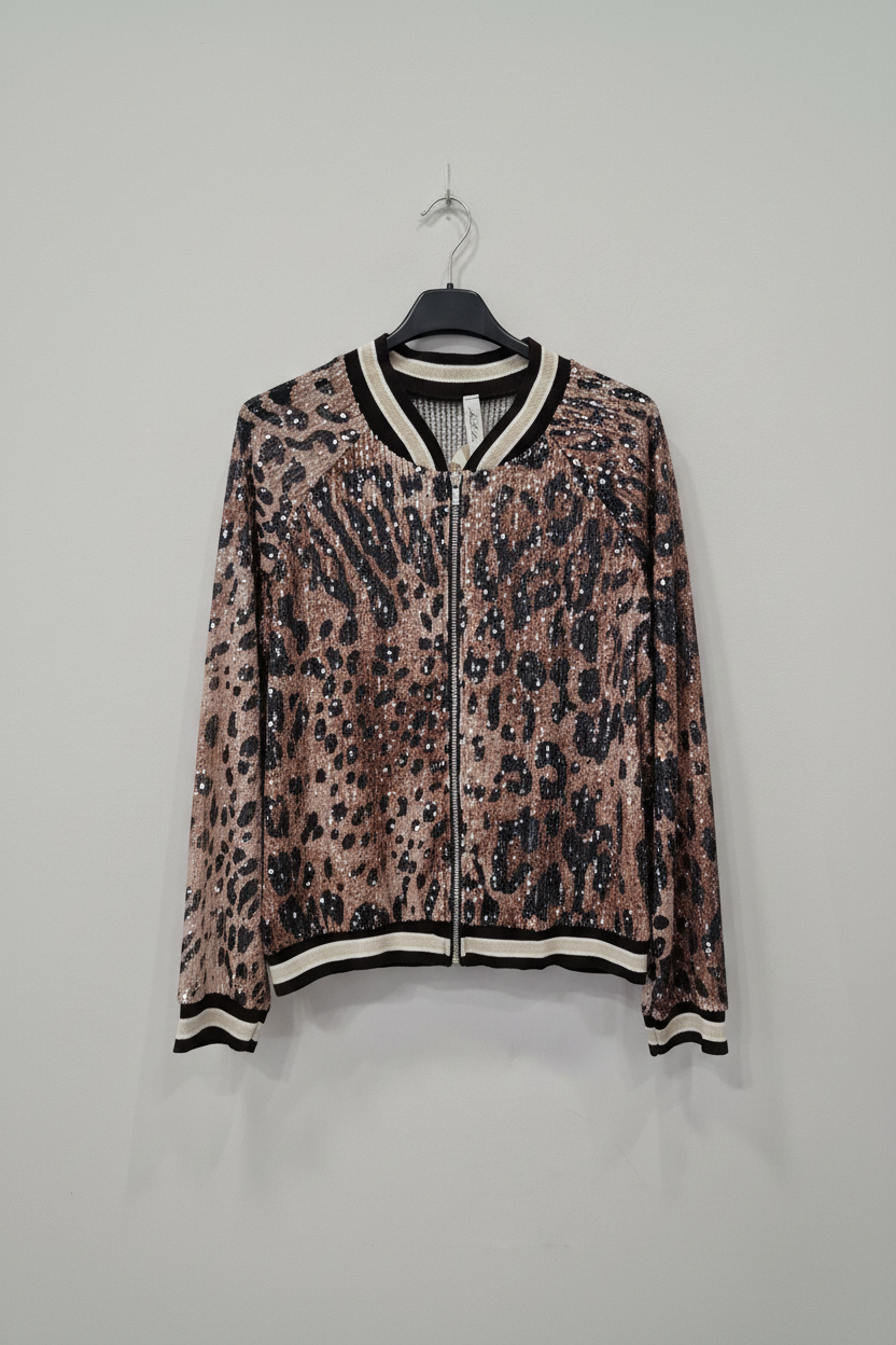 Sequin Bomber Leopard Καφέ - E-commerce Κρεμάστρα