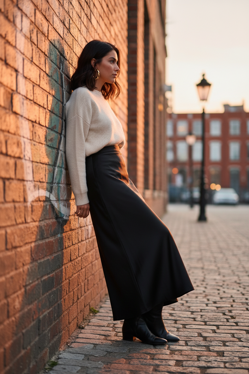 Maxi Φούστα Μαύρη Golden Hour