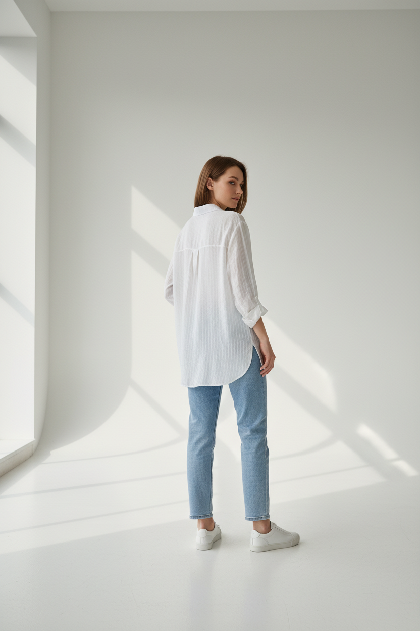 Λευκό ριγέ πουκάμισο - minimalist style