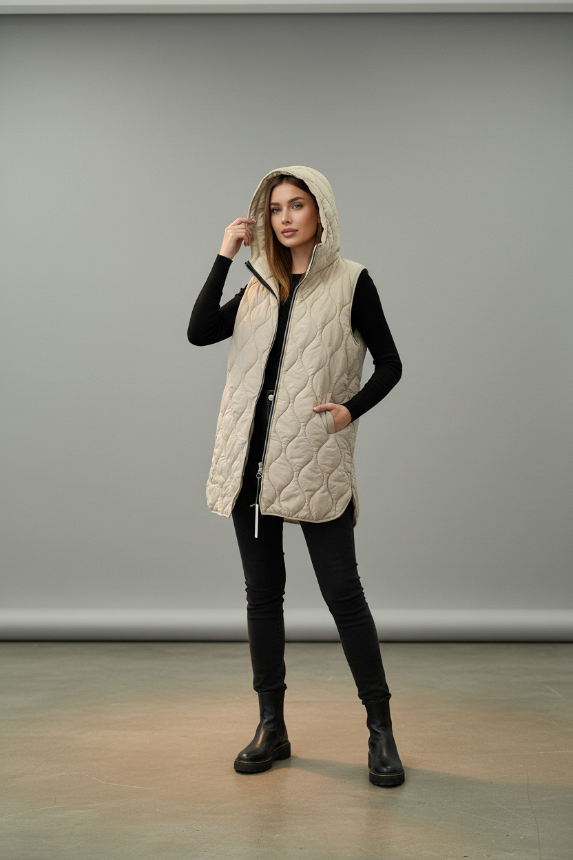 Καπιτονέ Αμάνικο Μπουφάν με Κουκούλα - Lifestyle