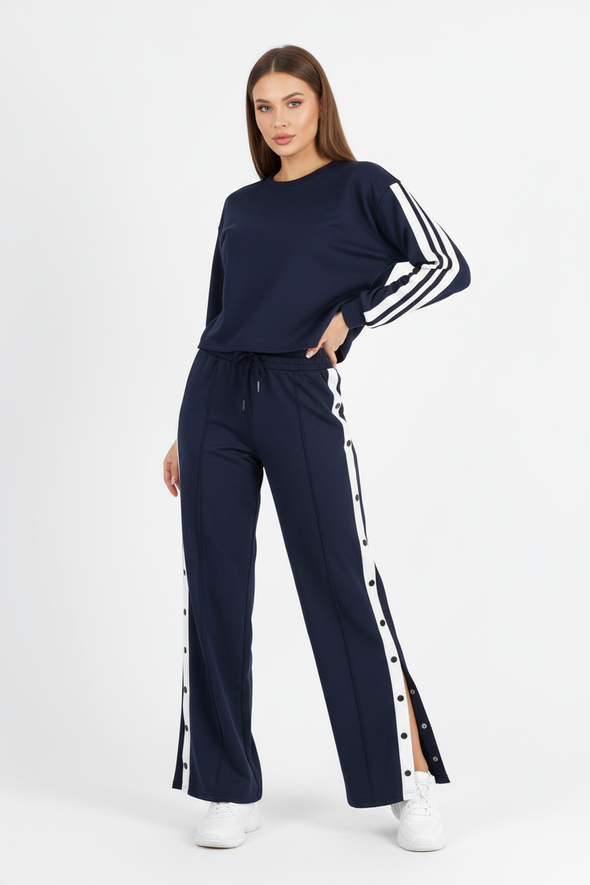 Navy Σετ με ανοιχτά κουμπιά