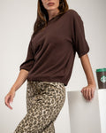 Brown Relaxed Knit Top - Front view