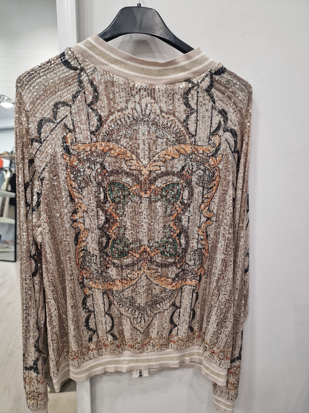 Sequin Bomber Snake Εκρού - Πλάτη Tiger Print