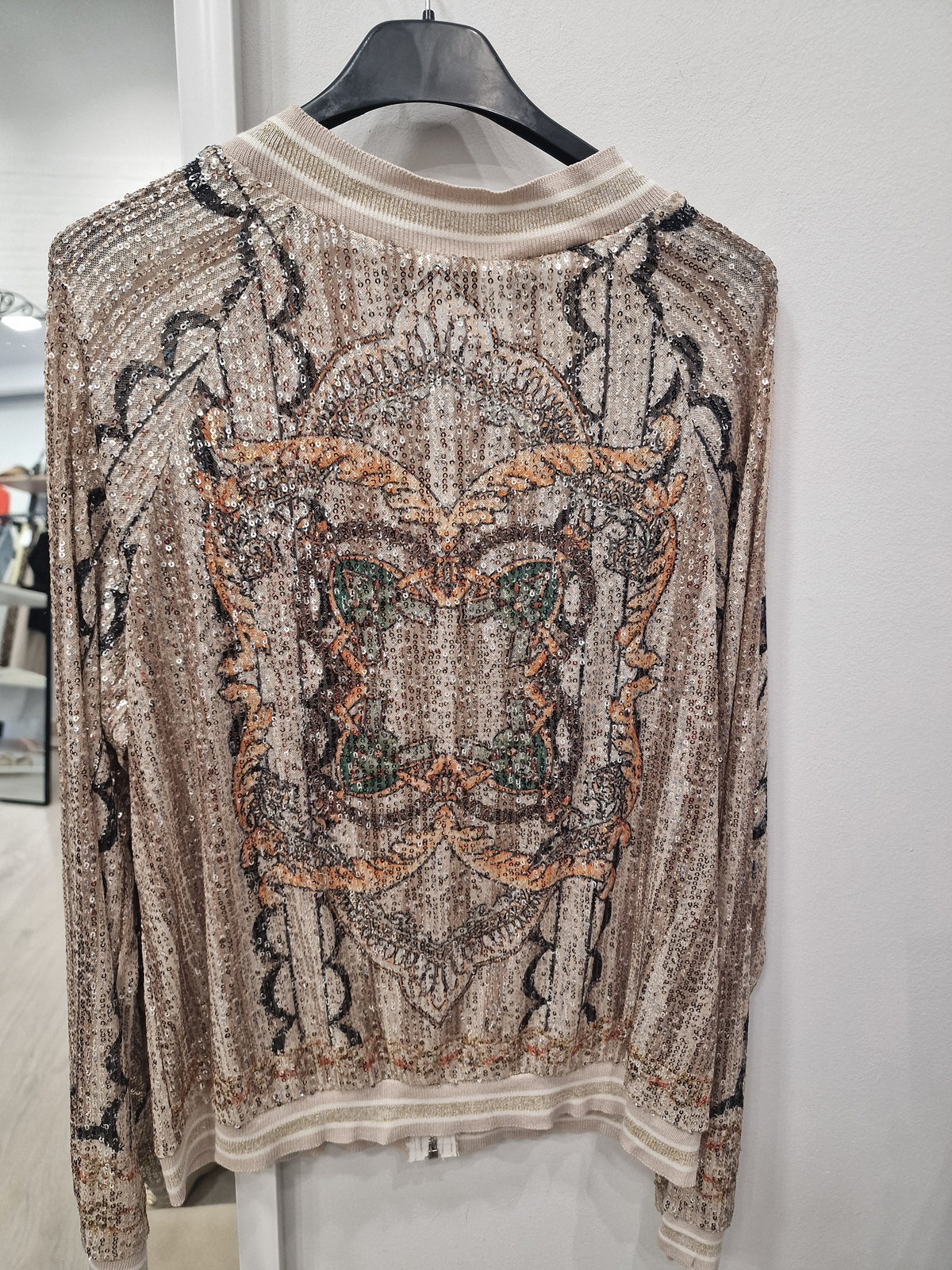 Sequin Bomber Snake Εκρού - Πλάτη Tiger Print
