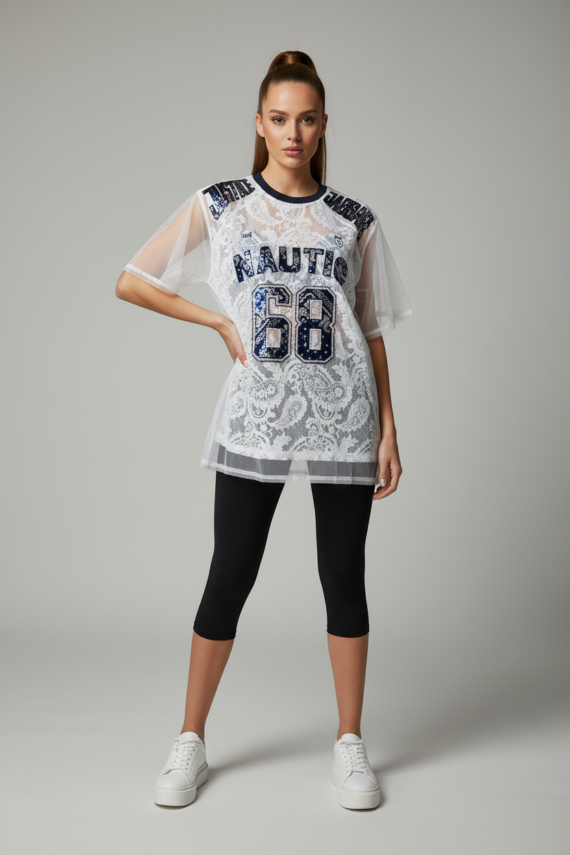 T-Shirt Nautic 68 λευκό μακρύ